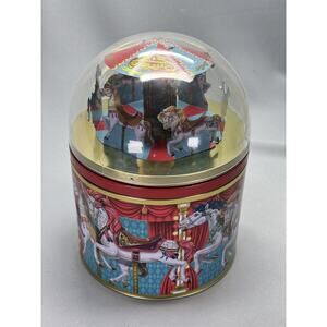 The Silver Crane Company Fun Fair Carousel Tin Music Box Has Some Dents